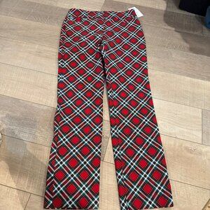 CROWN & IVY WOMENS RED PLAID NEW SIZE 10 ANKLE PANTS